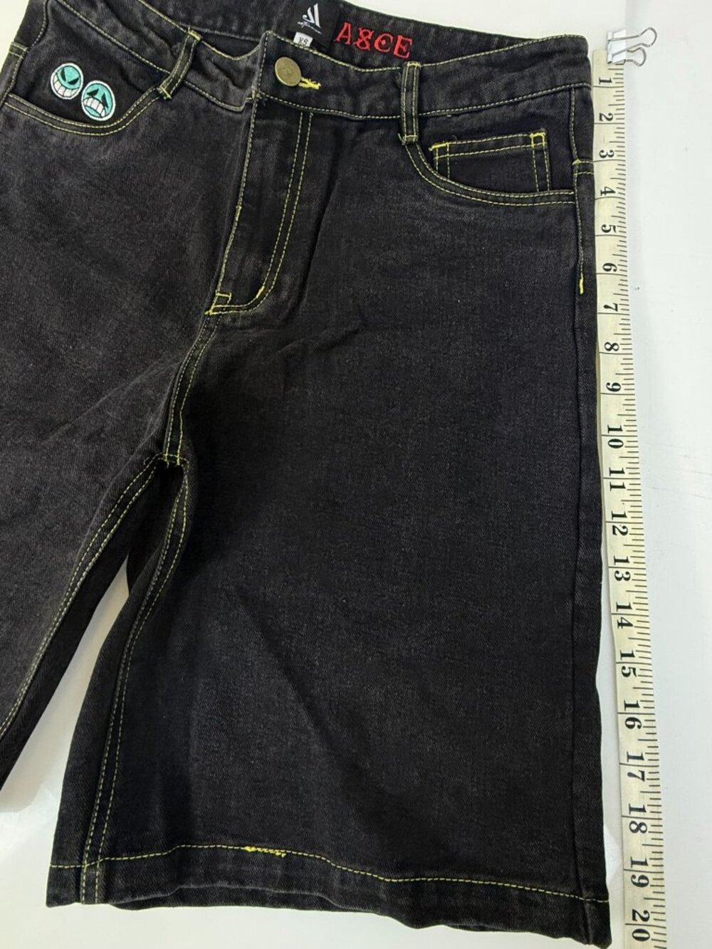 Astorr Co. "ASCE" Black Baggy Denim Jorts J1-1